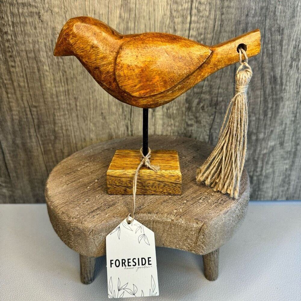 Rustic Wood Bird Sitter Home Decor NEW FAST SHIP Neutral Brown Home Decor